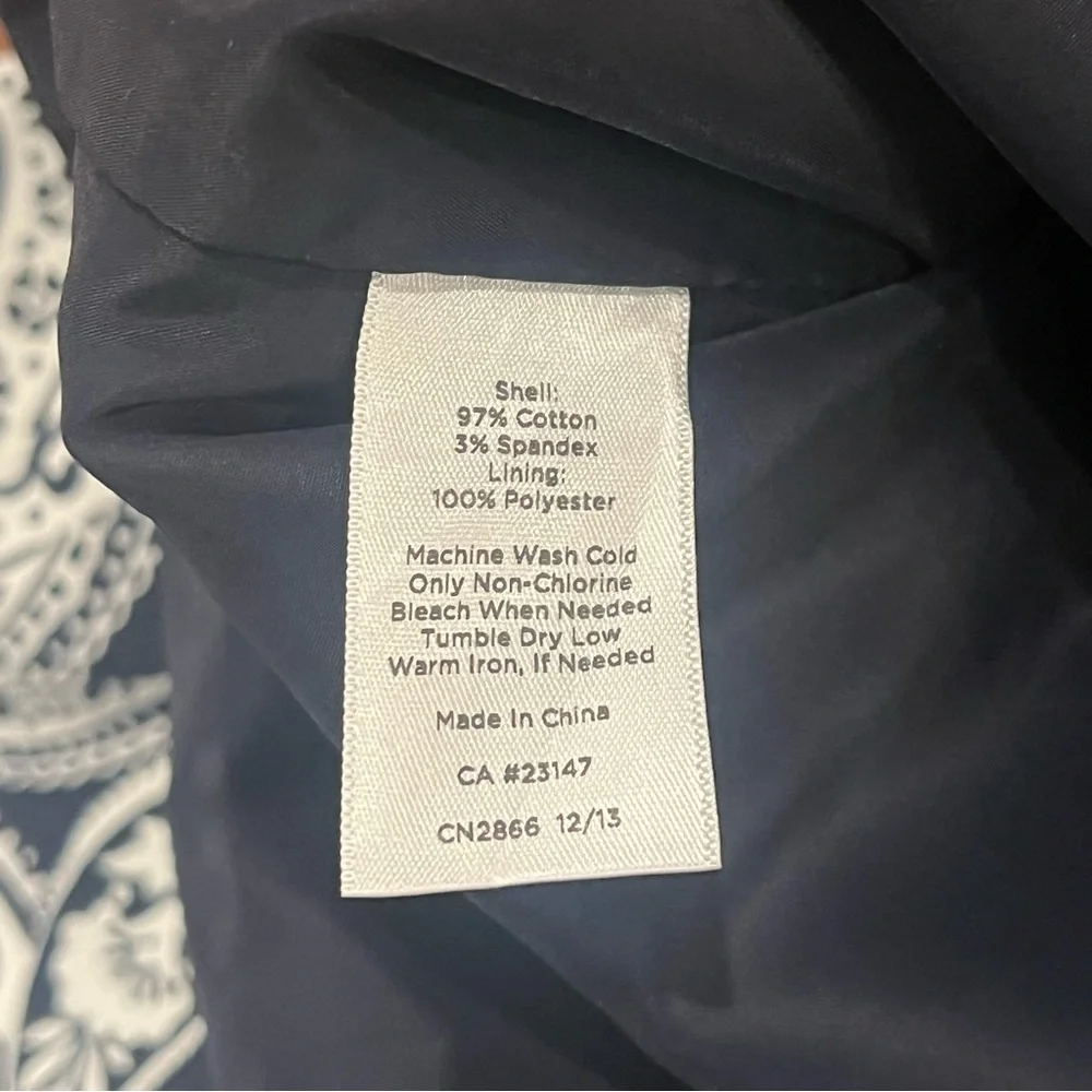 NEW $70 Talbots Women’s Navy/White Paisley Print Mini Skirt Size 8 Stretch - Picture 11 of 14
